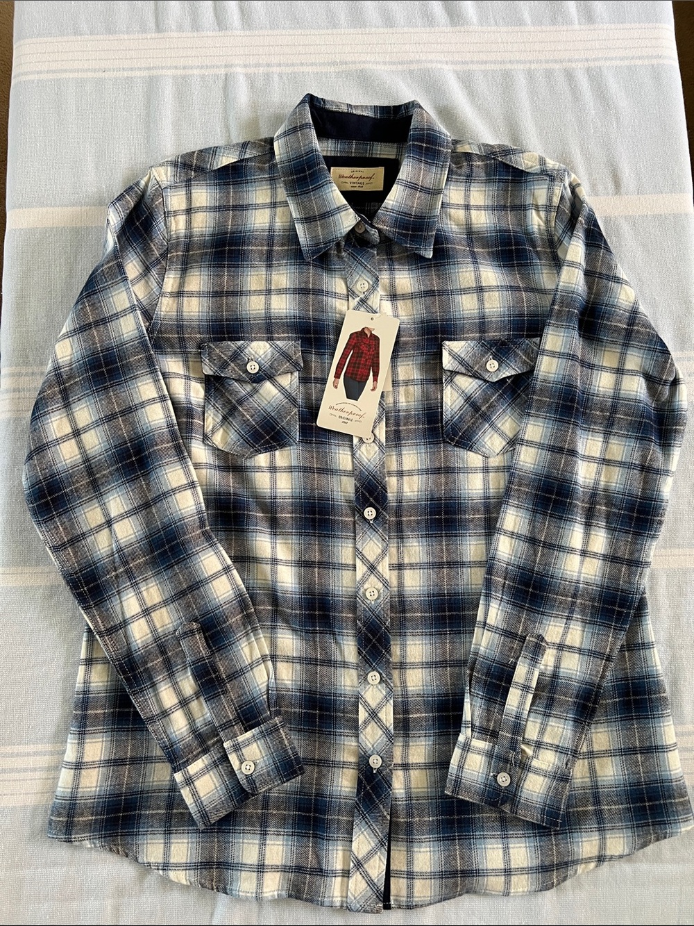 Women's Blue Plaid Button-Down Shirt - Classic Long-Sleeve